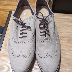 Cole Haan Alisa Suede Leather Wingtip Oxfords Ivory with Purple Soles
